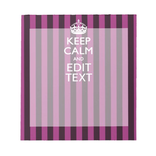 Bloc-note Personalisé KEEP CALM Votre texte sur Pink Fuchsia (Devant)