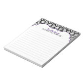 Bloc-note Personalisé Purple, Noir, Blanc Floral Damask (Tourné)