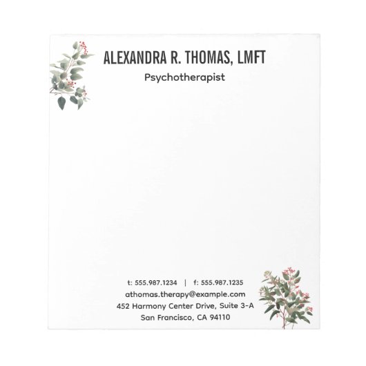 Bloc-note Personalize  Eucalyptus therapist  professional (Devant)