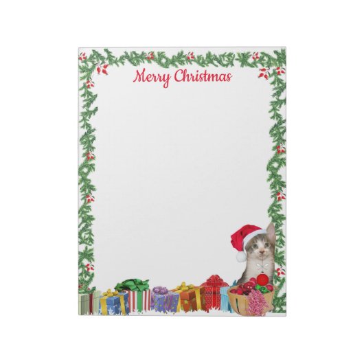 Bloc-note Personalized 11 x 8.5" Christmas Tito Tabby Cat  (Tourné)