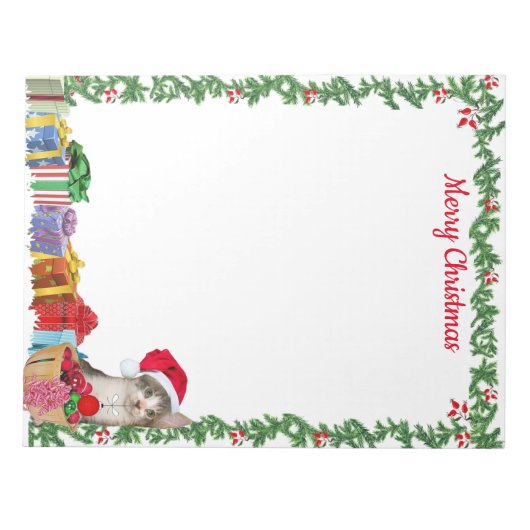 Bloc-note Personalized 11 x 8.5" Christmas Tito Tabby Cat  (Devant)