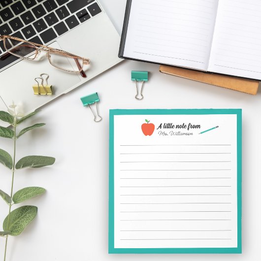 Bloc-note Personalized Apple Pencil Teacher Appreciation