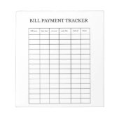 Bloc-note Personalized Bill Payment Tracker Notepad (Devant)