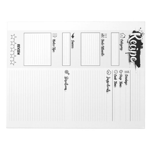 Bloc-note Personalized Blank Basic Recipe Pages (Devant)