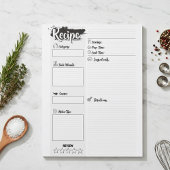 Bloc-note Personalized Blank Basic Recipe Pages