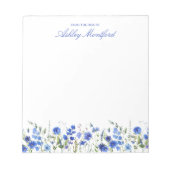 Bloc-note Personalized Blue Floral Notepad (Devant)