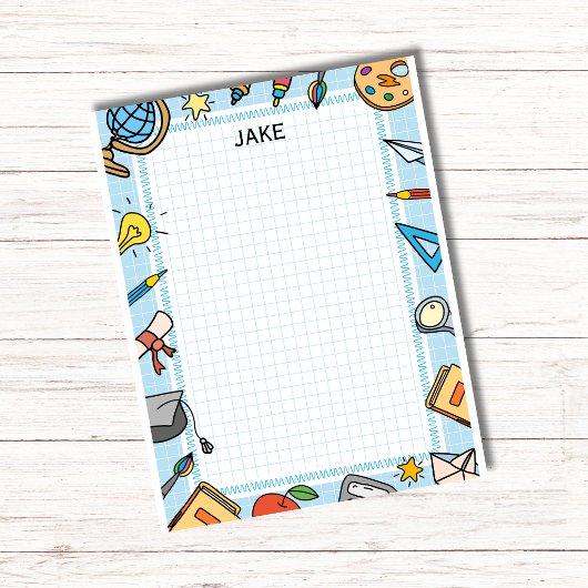 Bloc-note Personalized Blue Kids School Supplies Notepad 
