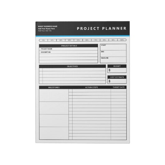 Bloc-note Personalized Business Project Planner Notepad (Tourné)