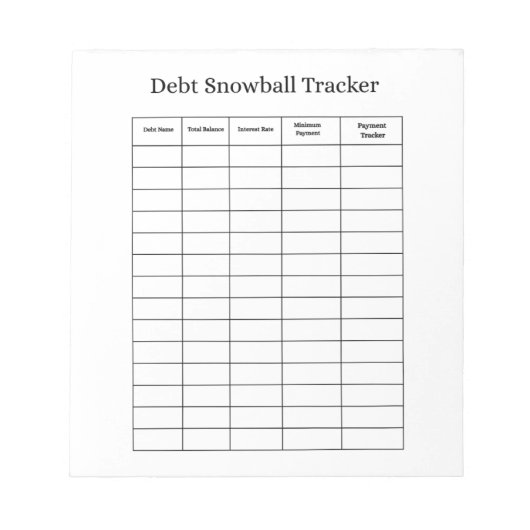 Bloc-note Personalized Debt Snowball Tracker Notepad (Devant)