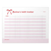 Bloc-note Personalized Habit Tracker Pink Bow  (Devant)