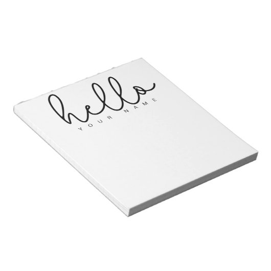 Bloc-note Personalized Hello Notepad Modern Minimal Simple (Incliné)