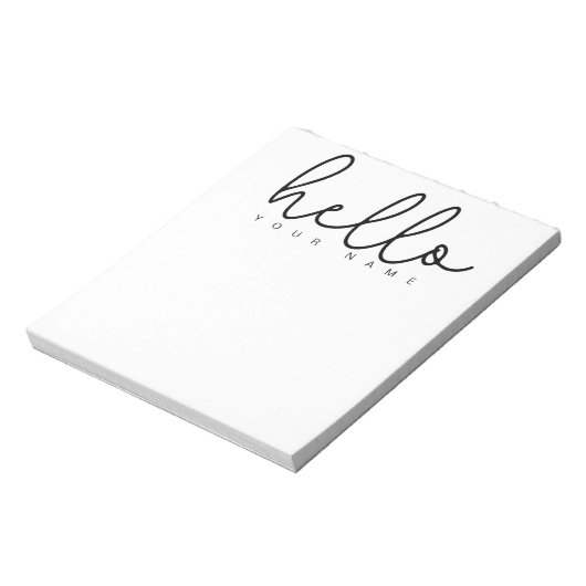 Bloc-note Personalized Hello Notepad Modern Minimal Simple (Tourné)