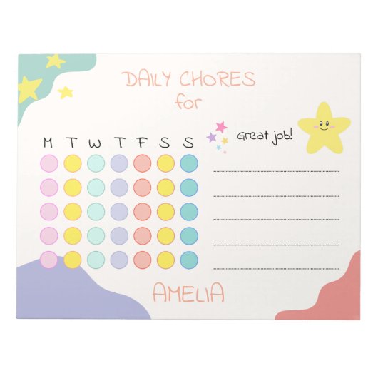 Bloc-note Personalized Kids Chore Chart Encouraging Rewards (Devant)
