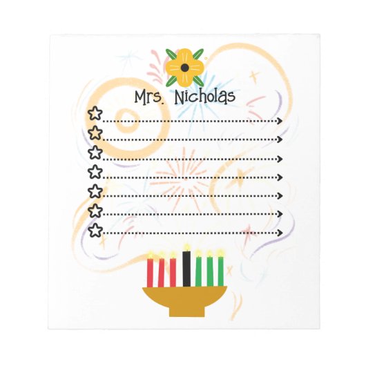 Bloc-note Personalized Kwanzaa To-Do List (Devant)