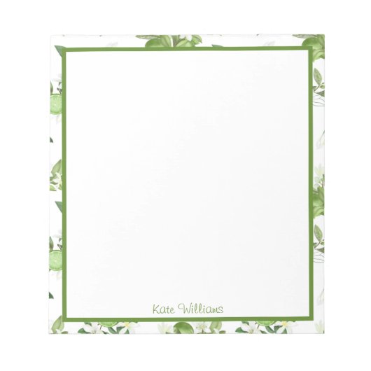 Bloc-note Personalized Lime Floral Notepad (Devant)