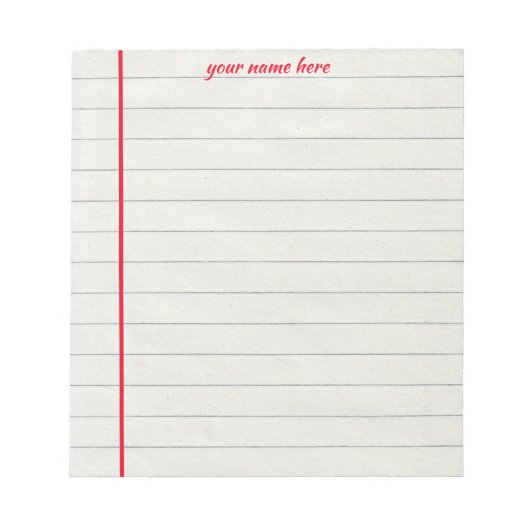 Bloc-note Personalized Lined Notepad (Devant)