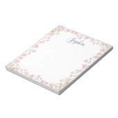Bloc-note Personalized Monogrammed Pink Flowers Floral (Tourné)