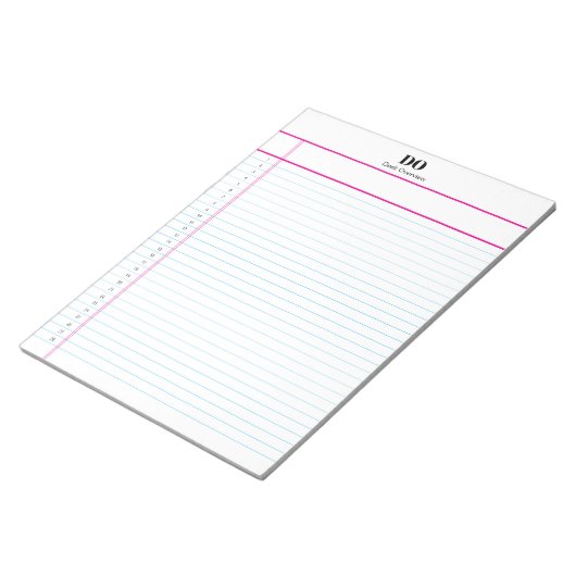Bloc-note Personalized Name Monogram Numbered List Notepad (Incliné)