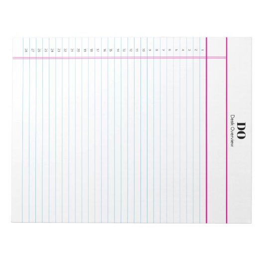 Bloc-note Personalized Name Monogram Numbered List Notepad (Devant)