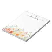 Bloc-note Personalized Name Monogram Watercolor Sunny Floral (Tourné)