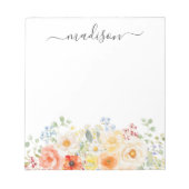 Bloc-note Personalized Name Monogram Watercolor Sunny Floral (Devant)