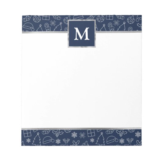 Bloc-note Personalized Navy with Silver Accents Christmas  (Devant)