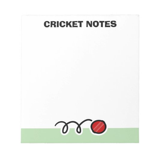Bloc-note Personalized notepad with red cricket ball design (Devant)