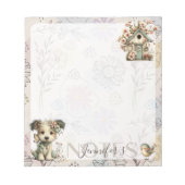 Bloc-note Personalized Pastel Dog & Floral Birdhouse Spring (Devant)