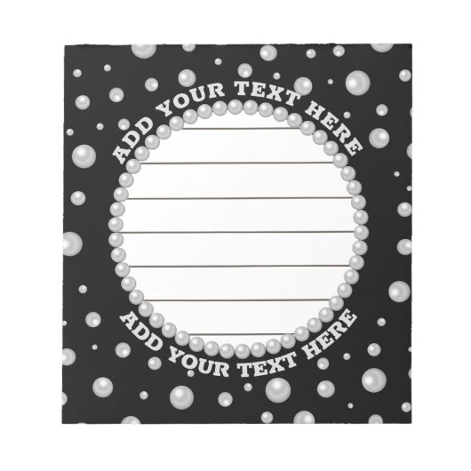 Bloc-note Personalized Photo with Pearls Circle on Black (Devant)
