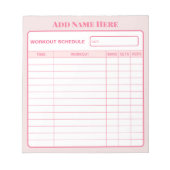 Bloc-note Personalized Pink Daily Workout Schedule Notepad (Devant)