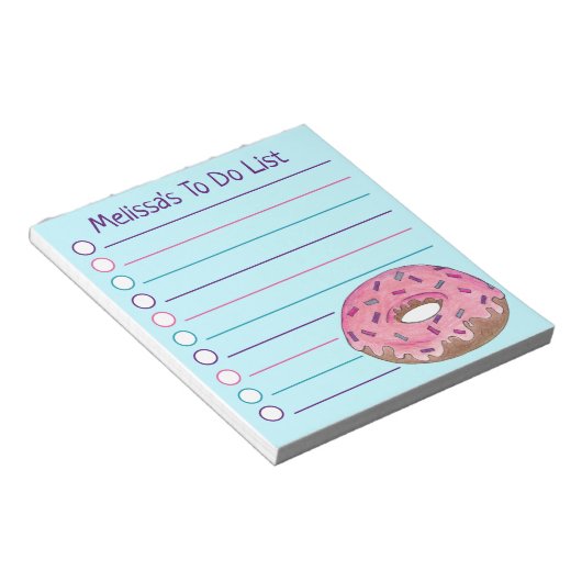Bloc-note Personalized Pink Donut Doughnut Sprinkles Foodie (Incliné)