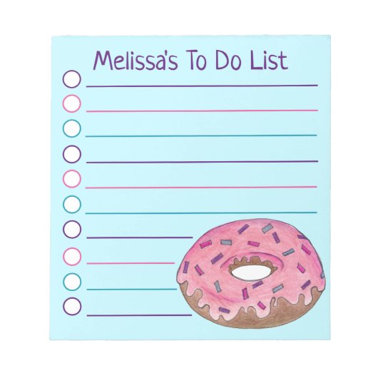 Bloc-note Personalized Pink Donut Doughnut Sprinkles Foodie (Devant)