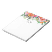 Bloc-note Personalized Pink & Orange Peonies Floral Notepad (Tourné)