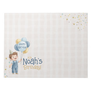 Bloc-note Personalized Placemat Boy Birthday Party 