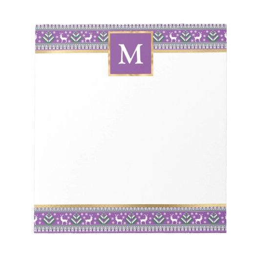 Bloc-note Personalized Purple Christmas Fair Isle (Devant)