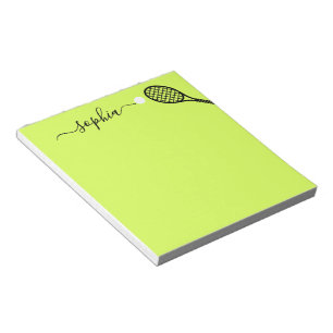 Bloc-note Personalized Script Name Modern Green Tennis