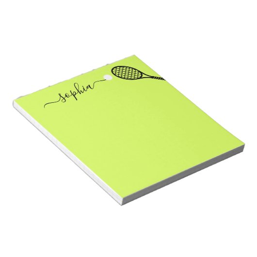 Bloc-note Personalized Script Name Modern Green Tennis  (Incliné)