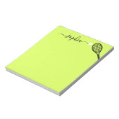 Bloc-note Personalized Script Name Modern Green Tennis  (Tourné)