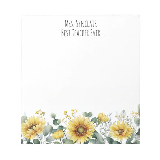 Bloc-note Personalized Sunflower Flower Teacher Appreciation (Devant)