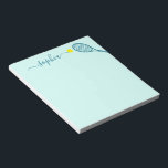 Bloc-note Personalized Tennis Elegant Name Teal Blue<br><div class="desc">Personalized notepad with a simple teal blue and aqua turquoise tennis racket graphic and custom name or text in a feminine girly and modern pretty script font monogram. Any tennis player would love an elegant and modern useful tennis-themed stationery office accessory to write notes and todo lists on.</div>