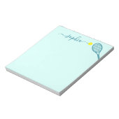 Bloc-note Personalized Tennis Elegant Name Teal Blue (Tourné)