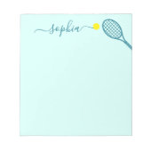 Bloc-note Personalized Tennis Elegant Name Teal Blue (Devant)