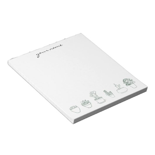 Bloc-note Personalized Watercolor Succulents Boho Notepad (Incliné)