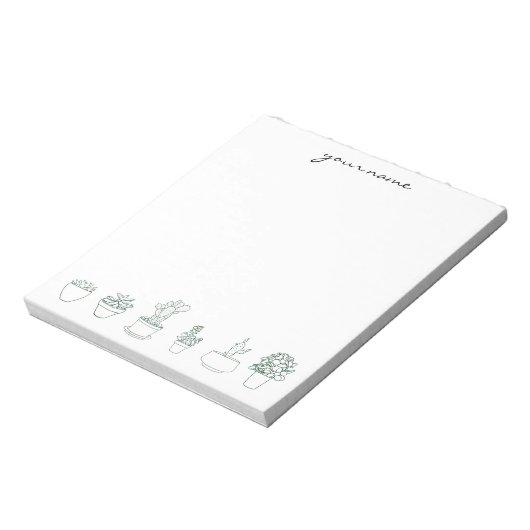 Bloc-note Personalized Watercolor Succulents Boho Notepad (Tourné)