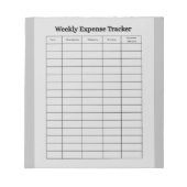 Bloc-note Personalized Weekly Expense Tracker Notepad (Devant)