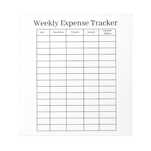 Bloc-note Personalized Weekly Expense Tracker Notepad (Devant)