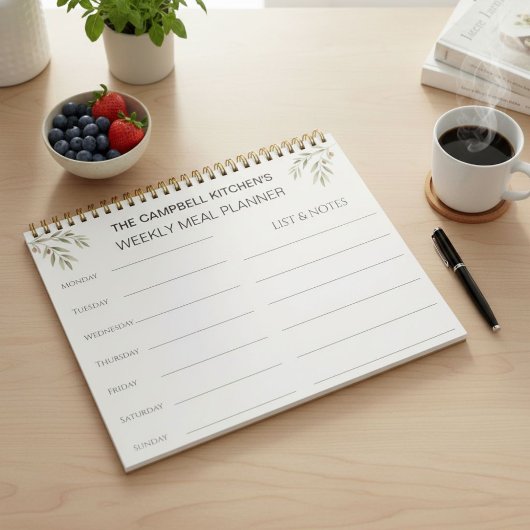 Bloc-note Personalized Weekly Meal Planner & Grocery
