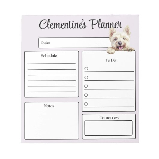 Bloc-note Personalized Westie Daily Planner (Devant)