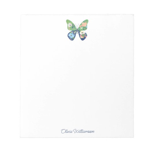 Bloc-note Personalized Whimsical Butterfly Floral Writing (Devant)