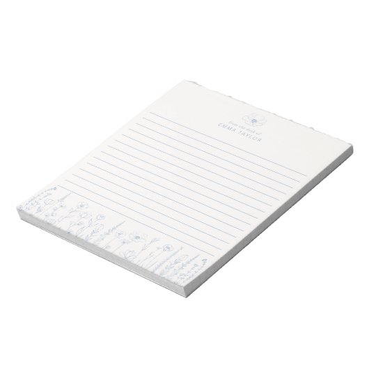 Bloc-note Personalized Wildflower Dusty Blue Desk Notepad (Tourné)
